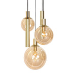 Suspension en verre ambré et laiton à globes multiples ajustables – Ø60 cm