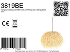 Suspension en fibres naturelles beige finition frangée – Ø53 cm