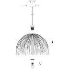 Suspension en fibres naturelles beige finition frangée – Ø53 cm