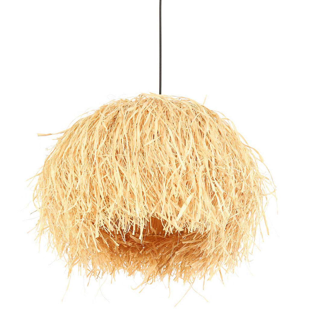 Suspension en fibres naturelles beige finition frangée – Ø53 cm