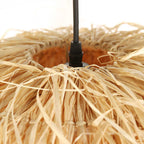 Suspension en fibres naturelles beige finition frangée – Ø53 cm