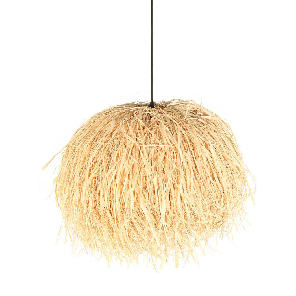 Suspension en fibres naturelles beige finition frangée – Ø53 cm