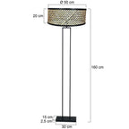 Lampadaire bambou noir moderne pour salon – Ø50 cm