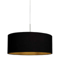Suspension tambour tissu noir intérieur doré en métal brossé – Ø50 cm