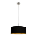 Suspension tambour tissu noir intérieur doré en métal brossé – Ø50 cm