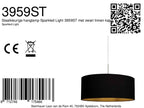 Suspension tambour tissu noir intérieur doré en métal brossé – Ø50 cm