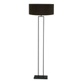 Lampadaire métal noir abat-jour tissu cylindrique noir doré – H160 cm