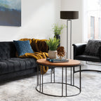 Lampadaire métal noir abat-jour tissu cylindrique noir doré – H160 cm