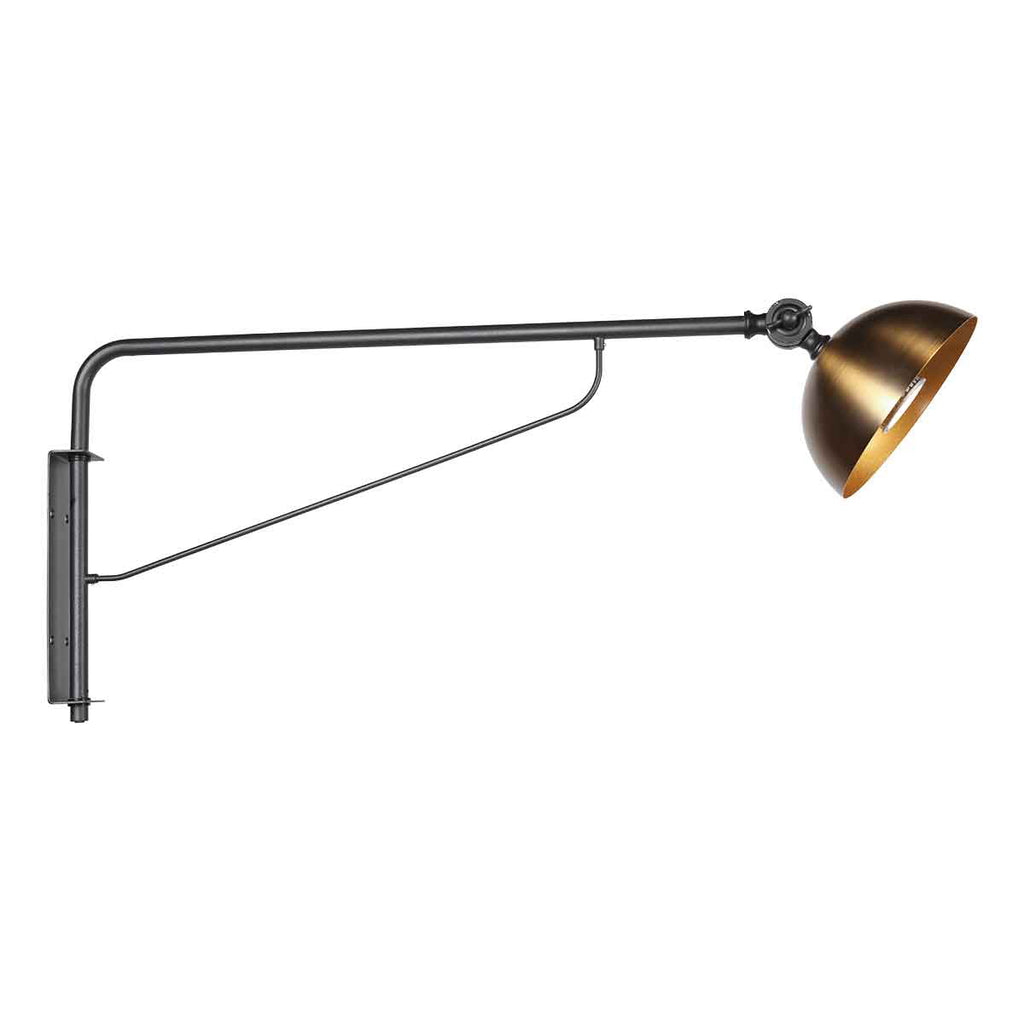 Applique murale en métal noir et bronze à bras articulé – 68 cm