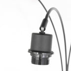 Lampadaire arqué en métal noir abat-jours bois clair – H200 cm