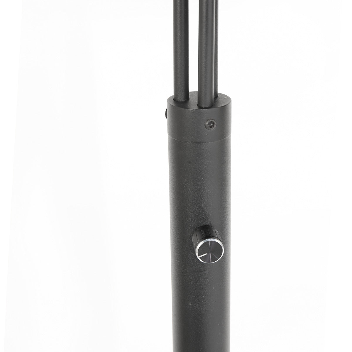 Lampadaire arqué en métal noir abat-jours bois clair – H200 cm