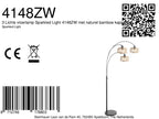 Lampadaire arqué en métal noir abat-jours bois clair – H200 cm