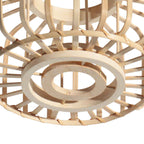 Lampadaire arqué en métal noir abat-jours bois clair – H200 cm