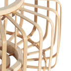 Lampadaire arqué en métal noir abat-jours bois clair – H200 cm