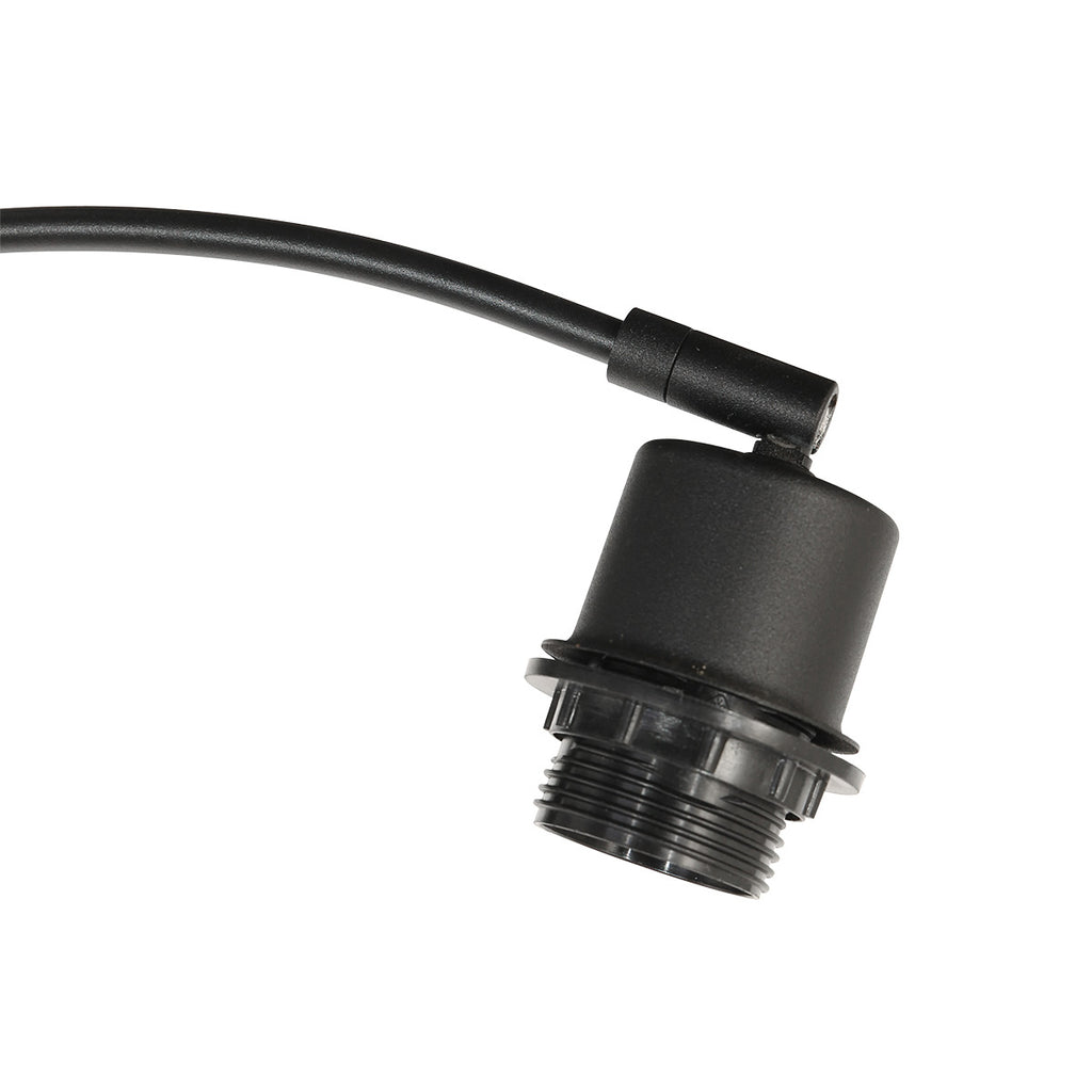 Lampadaire arqué en métal noir abat-jours bois clair – H200 cm