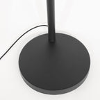 Lampadaire arqué en métal noir abat-jours bois clair – H200 cm