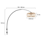 Applique murale bambou naturel et métal noir avec bras arqué – Ø40 cm
