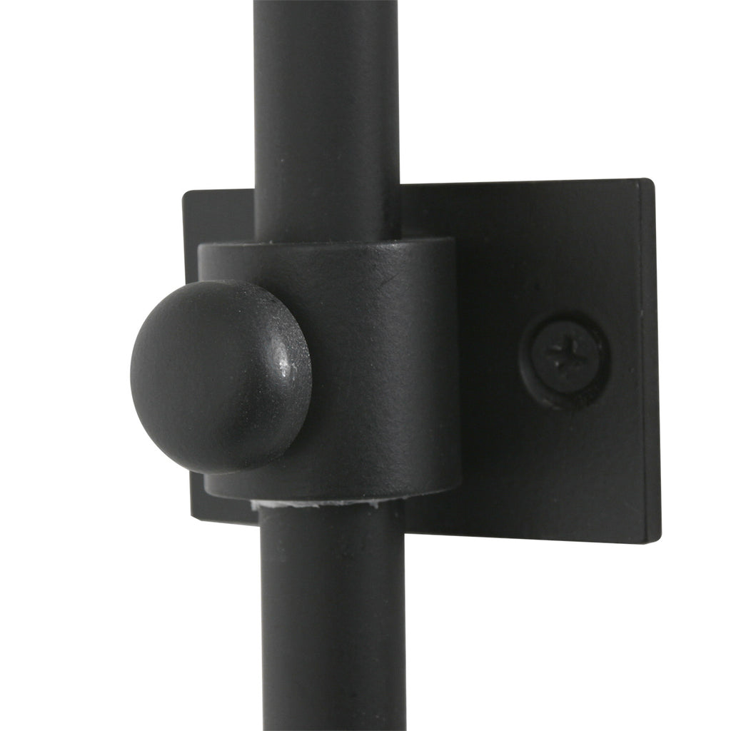 Applique murale bambou naturel et métal noir avec bras arqué – Ø40 cm