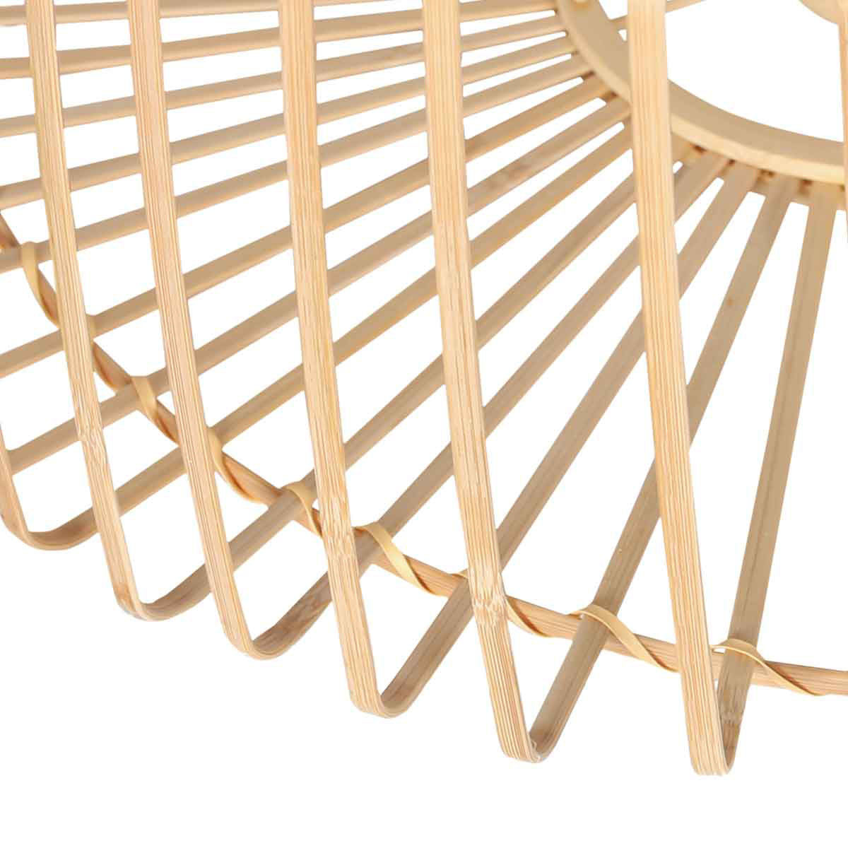 Applique murale bambou naturel et métal noir avec bras arqué – Ø40 cm