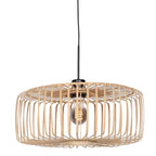 Suspension en rotin naturel ajouré et métal noir – Ø40 cm