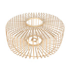 Suspension en rotin naturel ajouré et métal noir – Ø40 cm