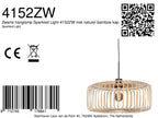 Suspension en rotin naturel ajouré et métal noir – Ø40 cm