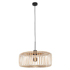 Suspension en rotin naturel ajouré et métal noir – Ø40 cm