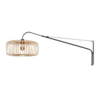Applique murale rotin ajouré naturel et métal noir – Ø50 cm