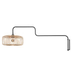 Applique murale bambou et métal noir avec bras pivotant – Ø30 cm