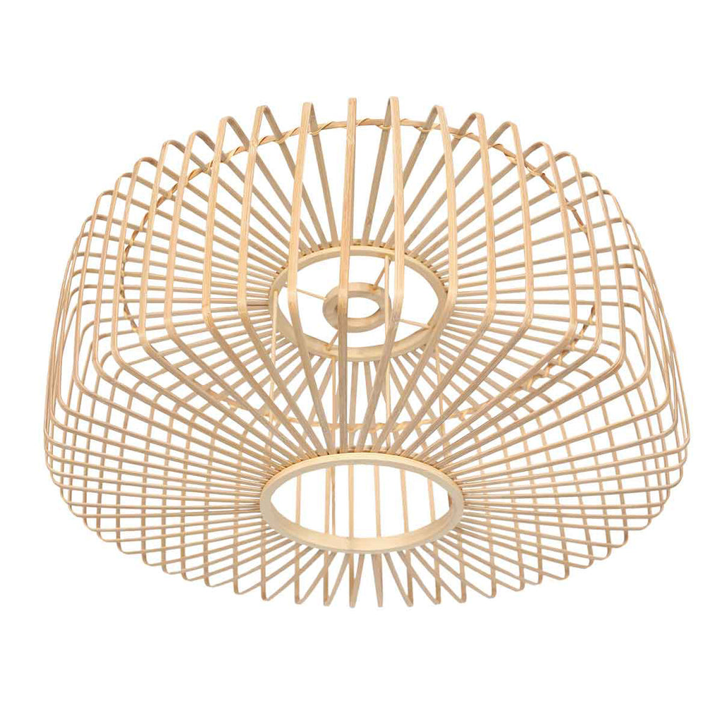 Applique murale bambou et métal noir avec bras pivotant – Ø30 cm