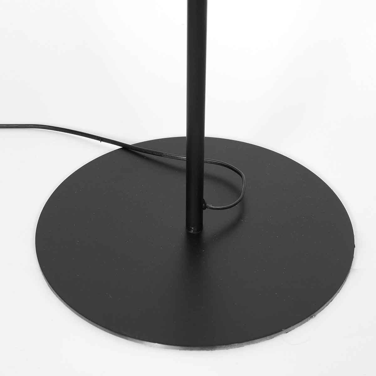 Lampadaire en métal noir avec bras courbé et abat-jour cylindrique – H165 cm