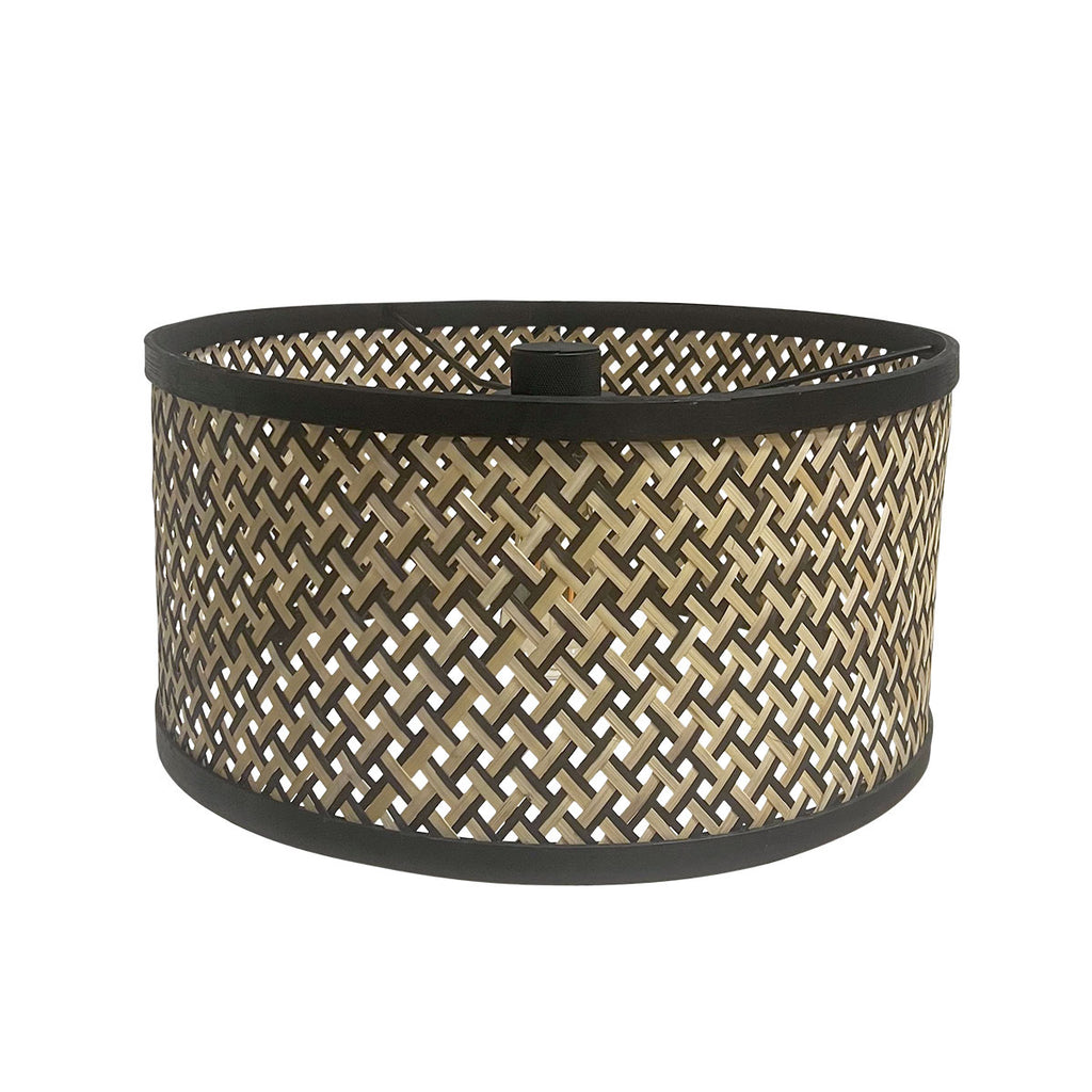 Lampadaire en métal noir avec bras courbé et abat-jour cylindrique – H165 cm