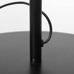 Lampadaire en métal noir avec bras courbé et abat-jour cylindrique – H165 cm