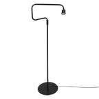 Lampadaire noir avec abat-jour tressé naturel et bras orientable – H165 cm
