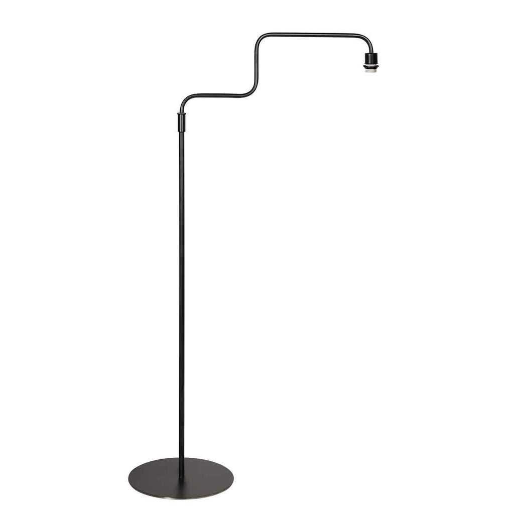 Lampadaire noir avec abat-jour tressé naturel et bras orientable – H165 cm