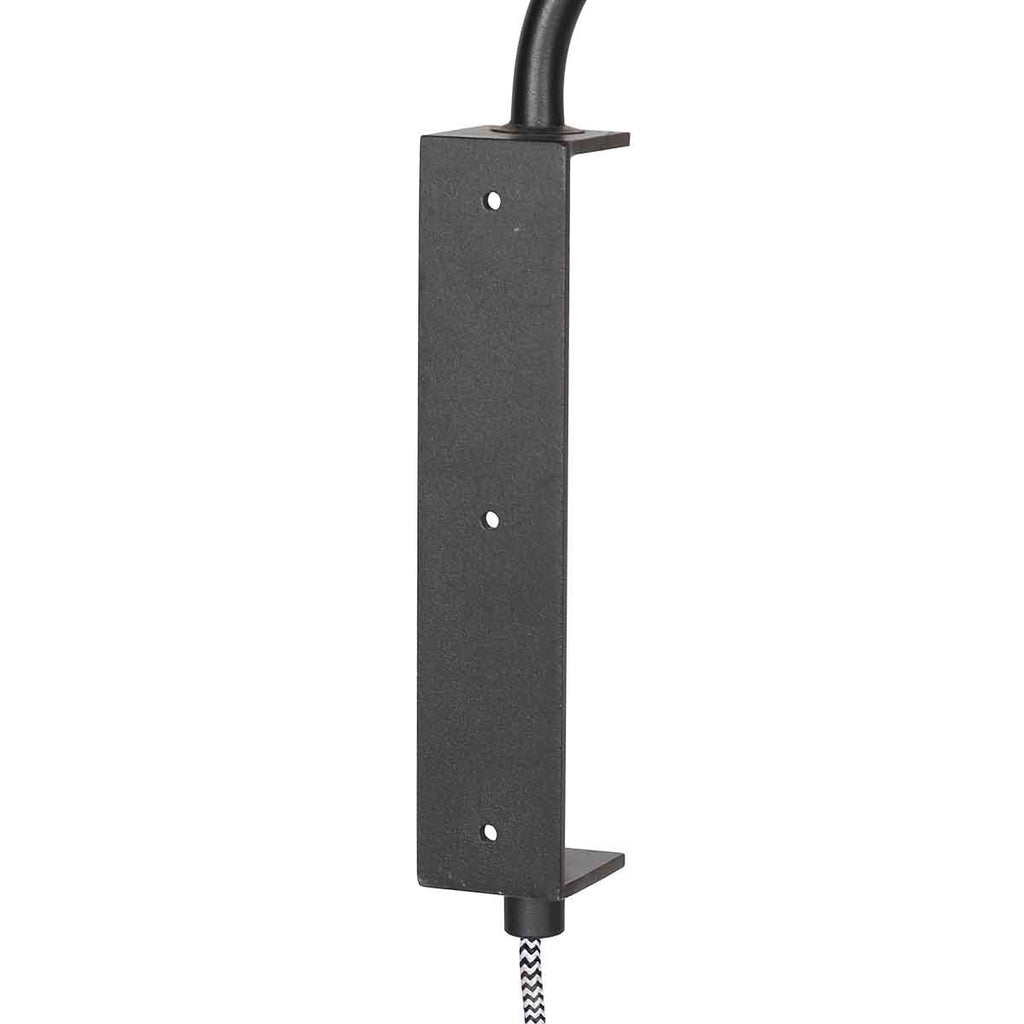 Applique murale en métal noir abat-jour bambou tressé avec bras articulé