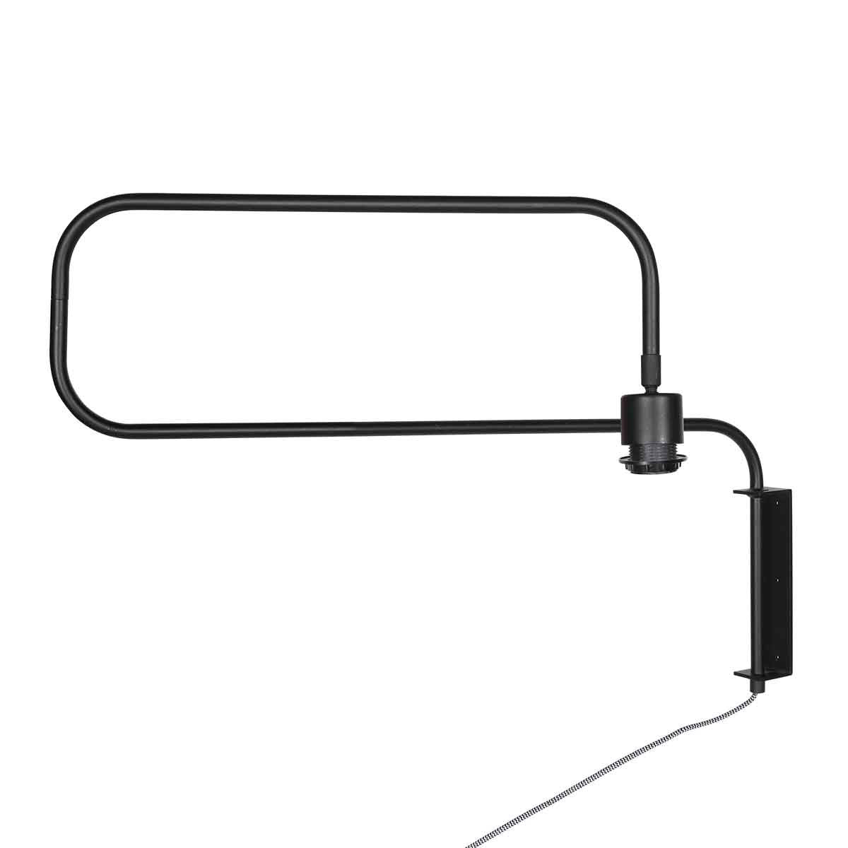Applique murale en métal noir abat-jour bambou tressé avec bras articulé