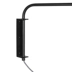 Applique murale en métal noir abat-jour bambou tressé avec bras articulé