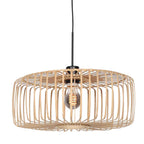 Suspension en bambou ajouré et métal noir pour salon – Ø60 cm