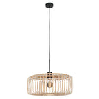 Suspension en bambou ajouré et métal noir pour salon – Ø60 cm
