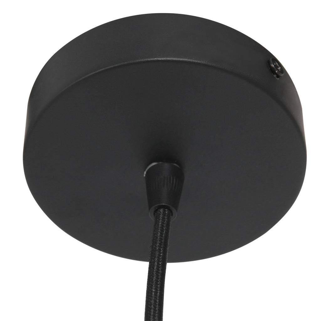 Suspension en bambou ajouré et métal noir pour salon – Ø60 cm