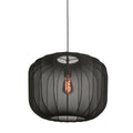 Suspension en lin noir rond avec fibres apparentes – Ø45 cm