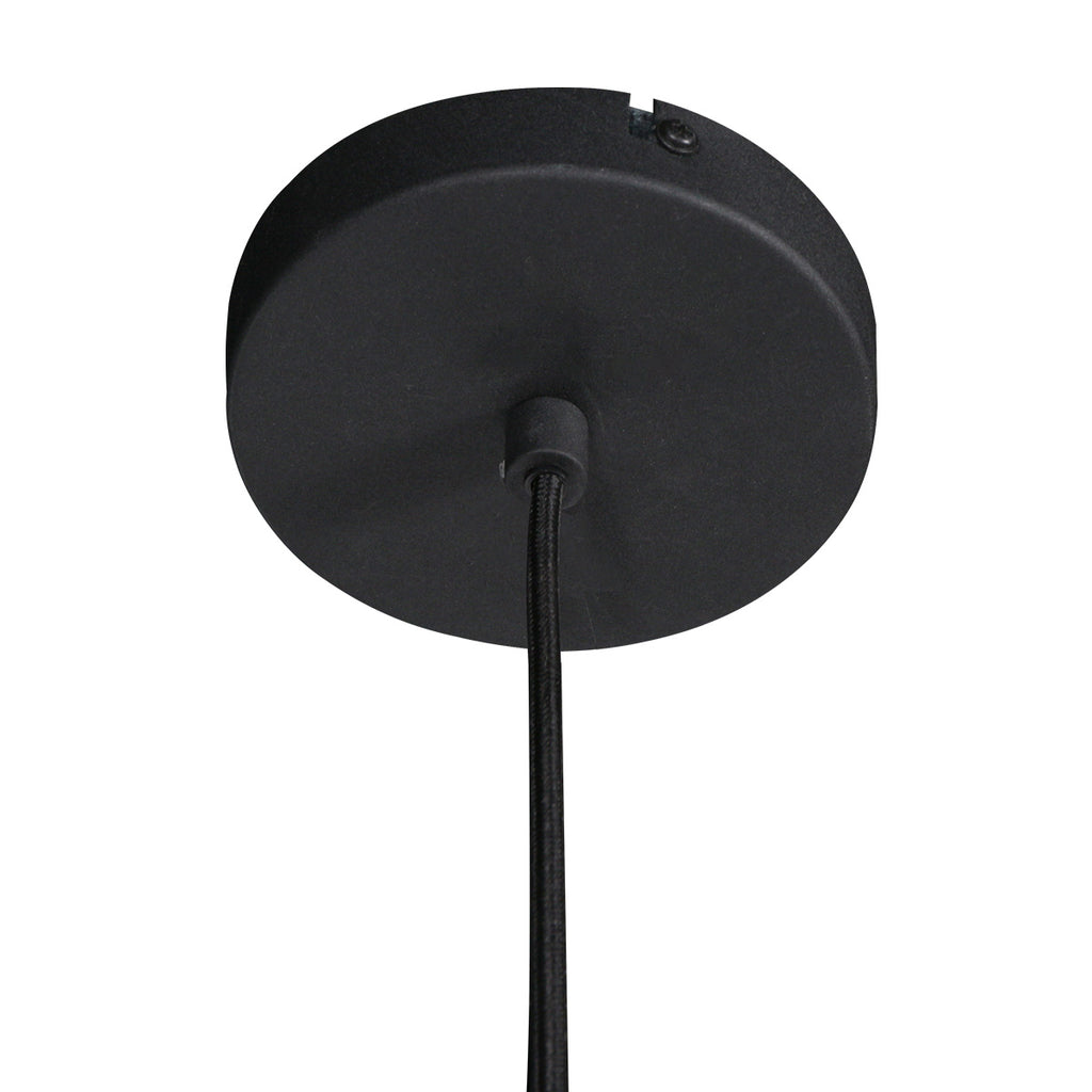 Suspension en lin noir rond avec fibres apparentes – Ø45 cm