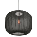 Suspension en lin noir avec ampoule visible – Ø55 cm