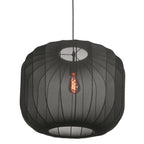 Suspension en lin noir avec ampoule visible – Ø55 cm