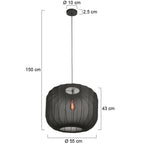 Suspension en lin noir avec ampoule visible – Ø55 cm