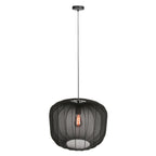 Suspension en lin noir avec ampoule visible – Ø55 cm