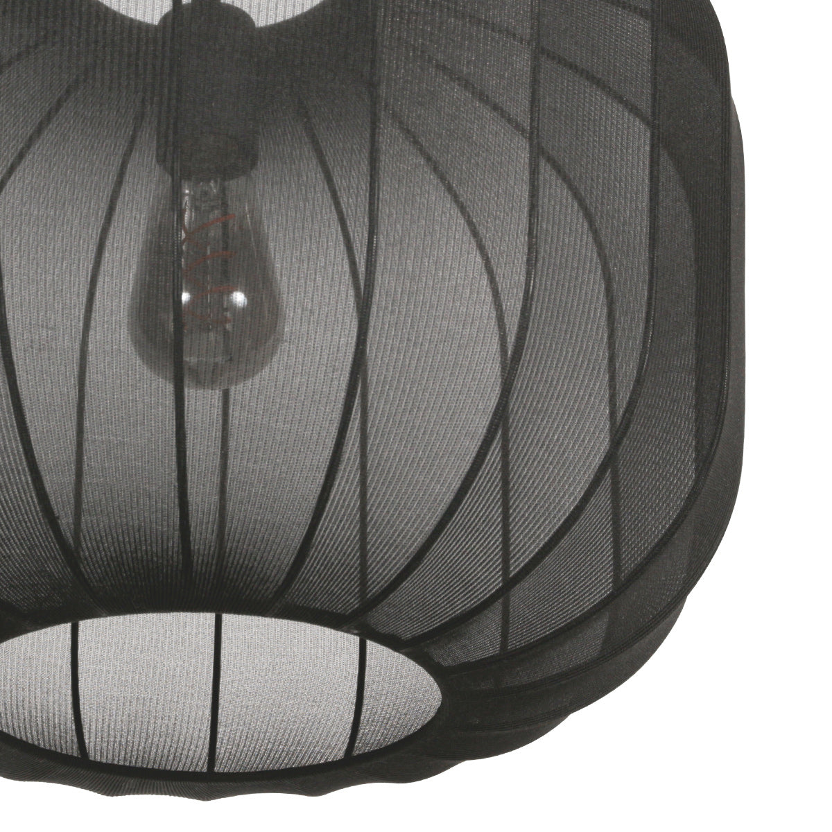Suspension en lin noir avec ampoule visible – Ø55 cm