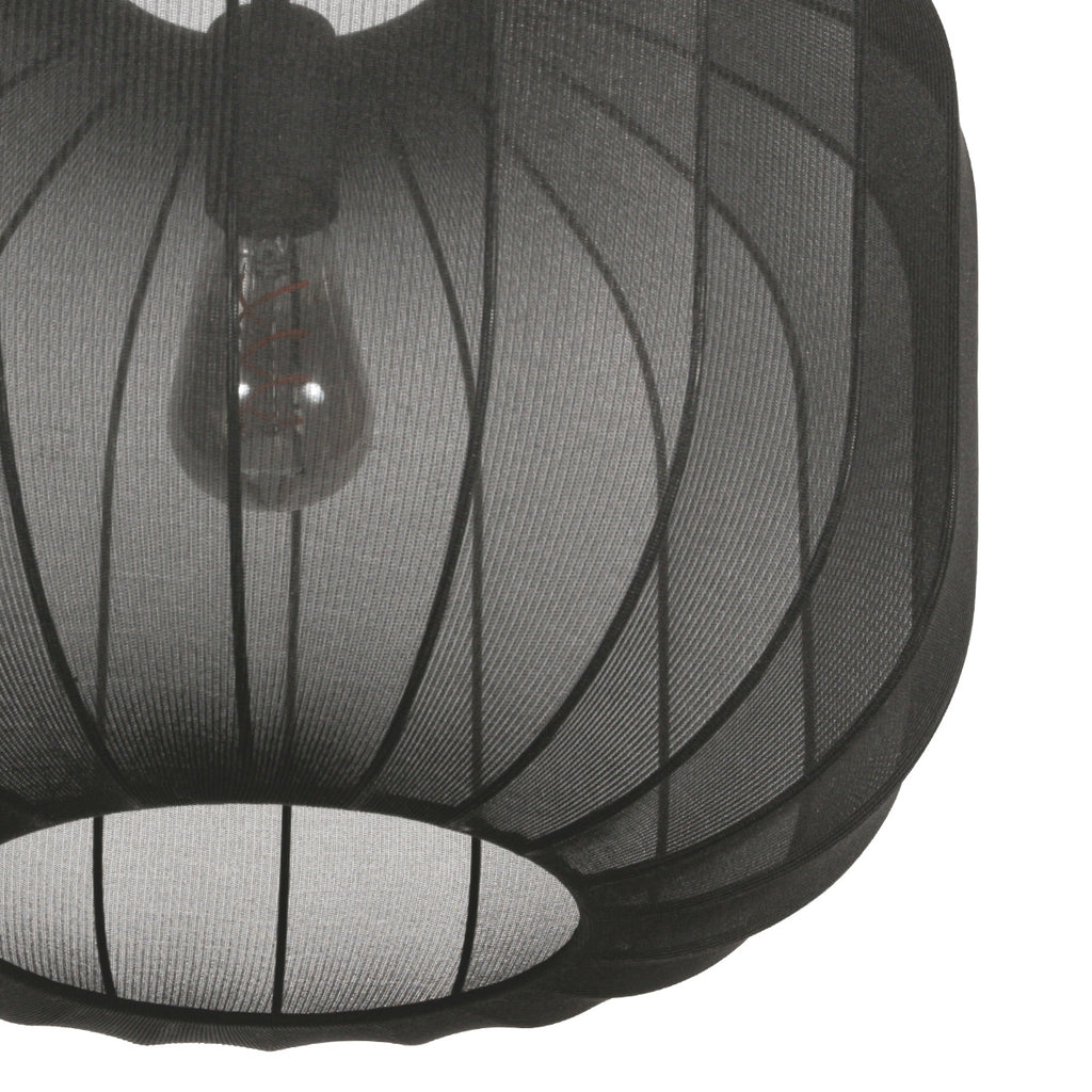 Suspension en lin noir avec ampoule visible – Ø55 cm