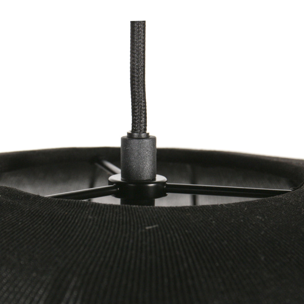 Suspension en lin noir avec ampoule visible – Ø55 cm